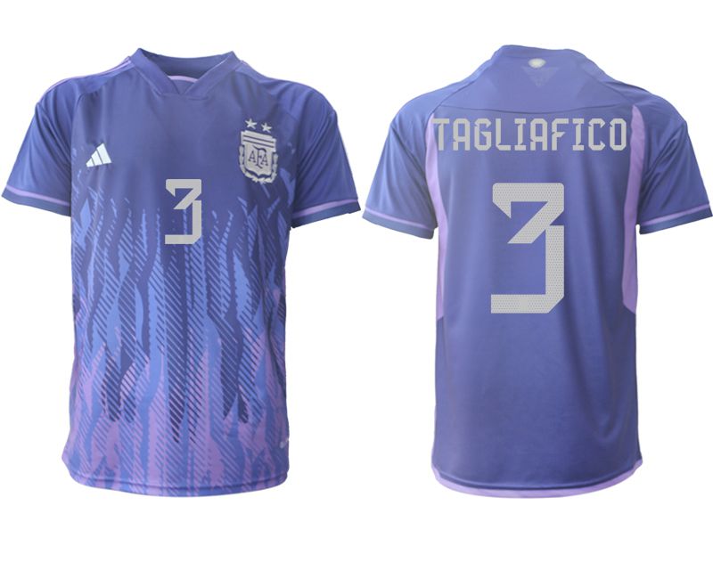 Men 2022 World Cup National Team Argentina away aaa version purple #3 Soccer Jersey